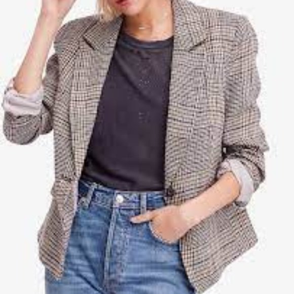 Free People Jackets & Blazers - Free People Chess Plaid Linen Blazer